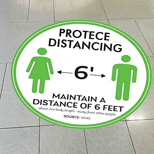 Bloepum 5Pcs Non-Slip Social Distancing Floor Decal Sticker Round Sticker Feet Floor Sign for Outdoor Store Floor
