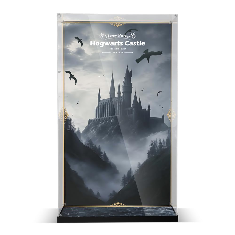 Vitrine en acrylique pour le château Lego Poudlard : la tour principale 76454, boîte d'affichage en acrylique épaissi avec fond clair, boîte d'affichage anti-poussière compatible avec Lego (uniquement