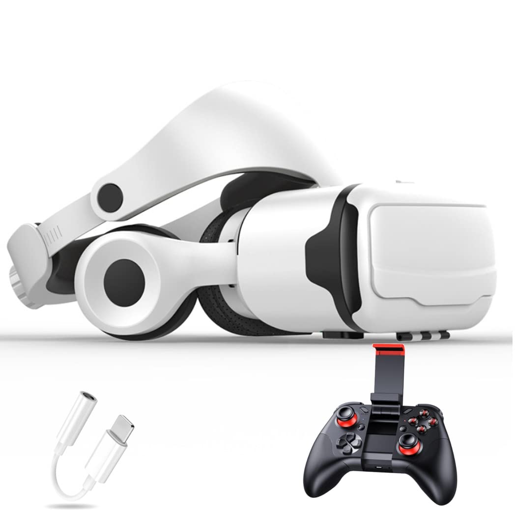 Gafas de Realidad Virtual, 3D VR Gafas con Controlador Bluetooth para Juegos Visión Panorámico VR Glasses para iPhone 13 Pro Max/13 Pro/13/12/11, para Samsung Galaxy S21, Huawei, Xiaomi