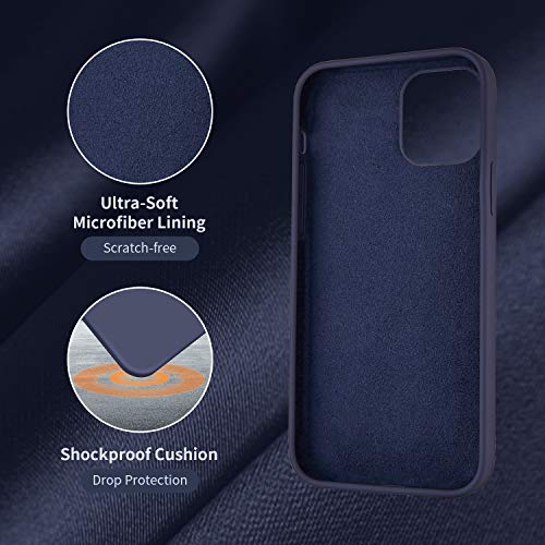 Cordking Designed for iPhone 12 Case, Designed for iPhone 12 Pro Case, Silicone Shockproof Phone Case with [Soft Anti-Scratch Microfiber Lining] 6.1 inch, Navy Blue - Thumbnail 5