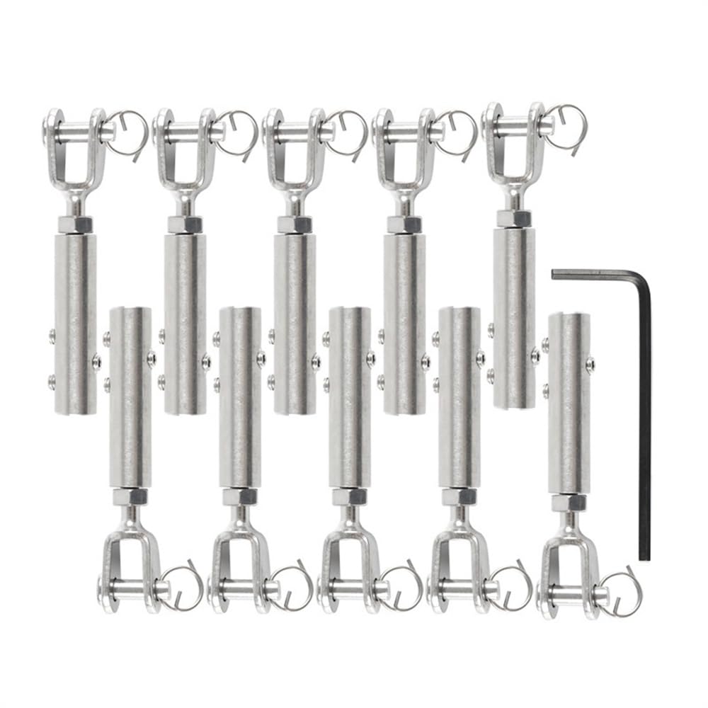 Morsetti per Fune for Kit ringhiera Cavo da 6 mm Fune Metallica Forcella Tensione terminale Raccordo Ancoraggio a Ginocchiera con bulloni a Testa Esagonale Morsetti per I Cavi