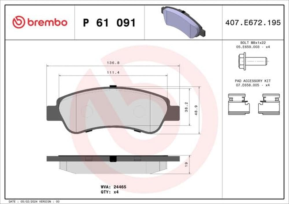 Brembo P 61 091 - Pastiglia Freno - Posteriore