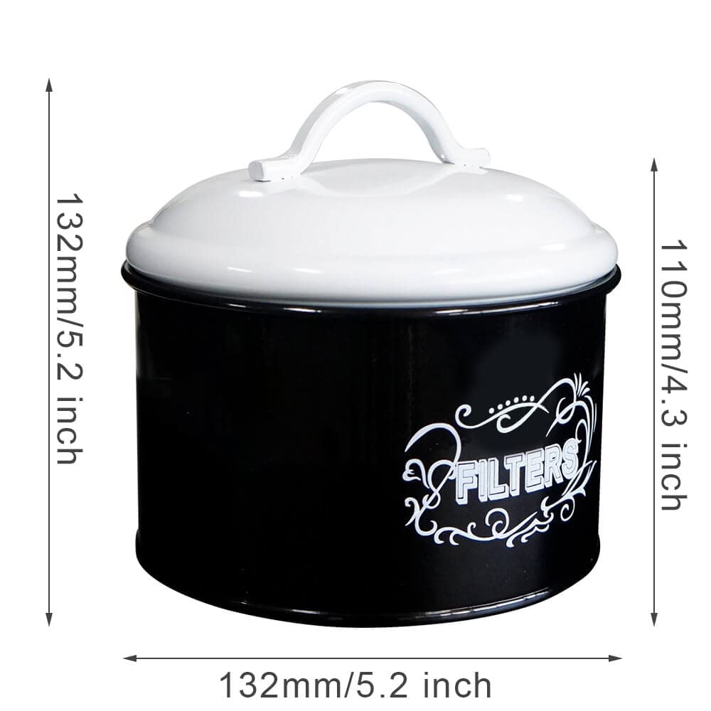 Soporte para filtro de café, caja de metal, organizador de contenedores negros, dispensador redondo para mostrador y decoración de habitaciones, accesorios de barra de café 6