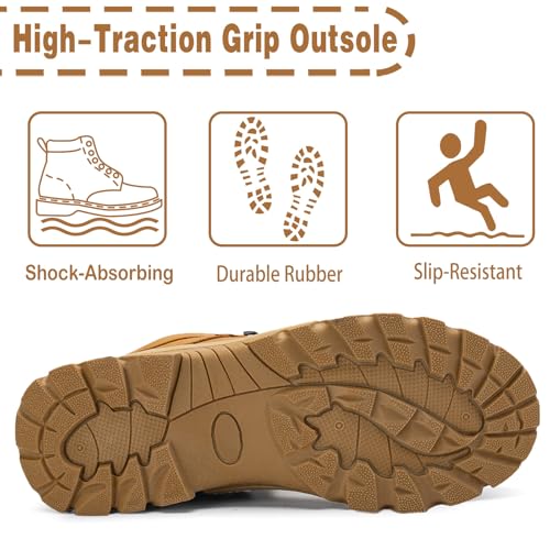 CC-Los Winter Snow Boots for Men Water Resistant Insulated Fur Lined Hiking Work Boots Warm Anti Slip Black Size 7.5-144