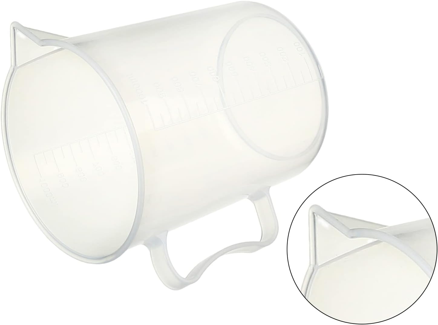Bettomshin 1Pcs 1000ml PP Plastic Graduated Beaker with Handle, Lab Beakers Measuring Cup Multipurpose Mixing Cups Resin Mixing Cups Transparent for Lab Kitchen Liquids