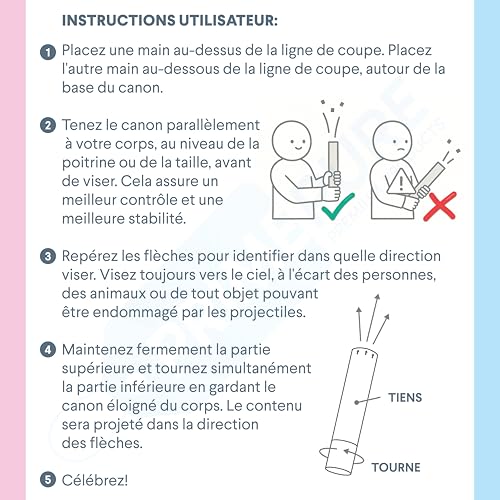 PrimePure Canon Confettis Gender Reveal, Cœurs Roses Papier, Lot de 2 – vue 9