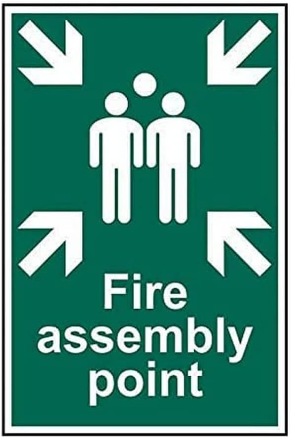 Scan SCA1541 Self adhesive PVC sign - Fire assembly point - 200 x 300mm