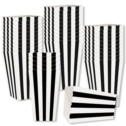 Image of 36 Pcs Black and White Striped Popcorn Boxes 2 x 4.5 x 2.7 inch Mini Popcorn Boxes for Movie Decorations Cardboard Popcorn Container for Party Disposable Snack Popcorn Boxes