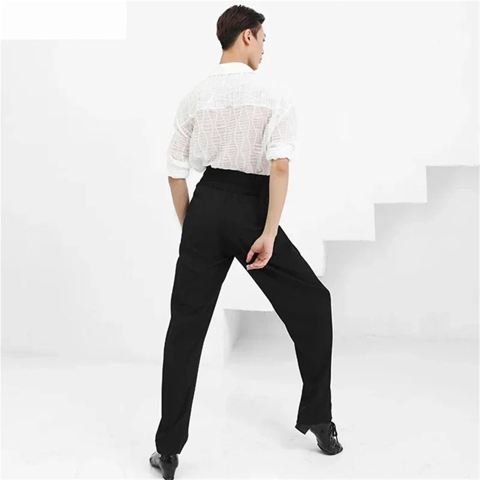 Pantalones de Baile Latino for Hombre, Traje Cintura Alta, Pantalones competición salón, Ropa práctica para Hombre, Salsa, Jazz, Danza