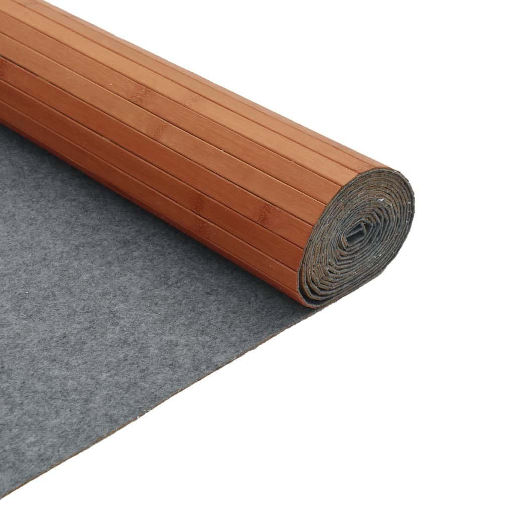 Alfombra rectangular marrón 80 x 500 cm de bambú - Alfombra de bambú antideslizante - Alfombra de bambú para cocina y baño
