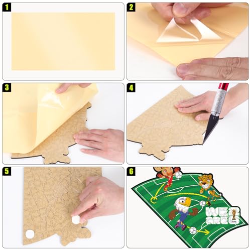 Image of FIFA World Cup 2026 Mascot Wooden Jigsaw Puzzle for Kids & Adults, USA - Canada - Mexico Mascot 200 Pieces, Unique Shape Puzzle, Officially Licensed, Sports Gift for Fans, 5MM Thick,We are 2026 | Wooden Jigsaw Puzzle