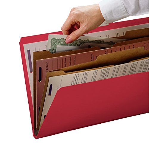 Smead-Pressboard-Classification-File-Folder-with-SafeSHIELD-Fasteners-2-Pocket-Dividers-2-Expansion-Letter-Size-Bright-Red-10-per-Box-14082