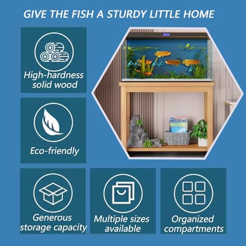 Meuble support aquarium pour salon chaleureux | Base double couche bois - 4