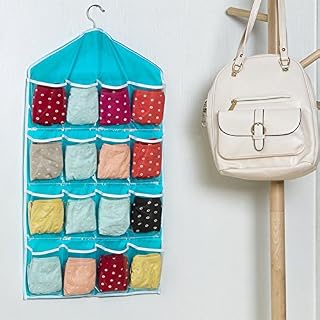 Keersi 16 Pockets Wardrobe Clear Door Wall Bath Hanging Bag Caddy Shoes Bra Underwear Socks Rack Hanger Closet Storage Tidy Organiser
