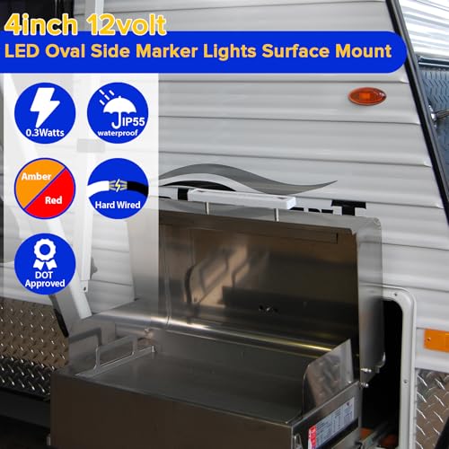 Dream Lighting 12V Red & Amber Oval Clearance Marker Lights - 6 Each RV Campers Trucks