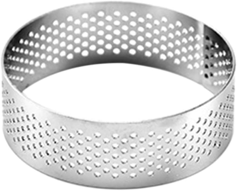 Qlans Perforated Tart Ring, Cake Mould - Stainless Steel, Round 6 * 6 * 2cm