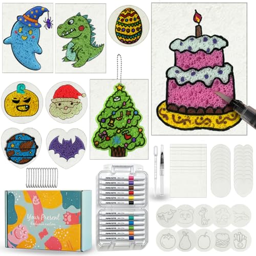 GlowsLand 64 Pcs Magic Puffy Paint Kit Water Activated 3D Texture for Kids