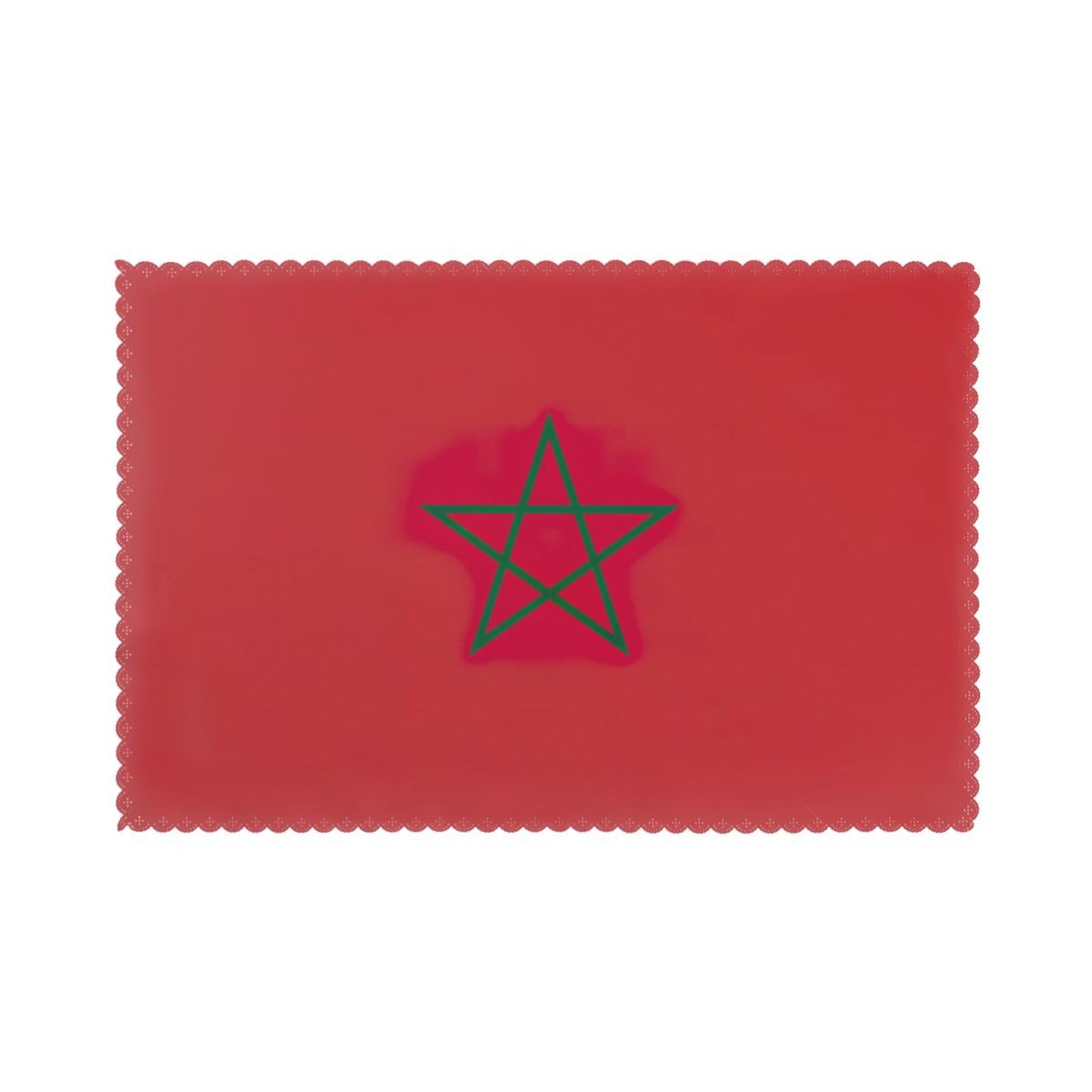 Flag of Morocco Print Placemats for Dining Table Set of 6 12x18 Inch Table Mats for Party Kitchen Dining.