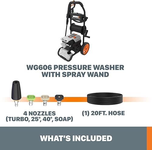 Miniatura 8 de Worx Lavadora a presión eléctrica de 13 amperios 2200 PSI con carro rodante y 4 boquillas -WG607