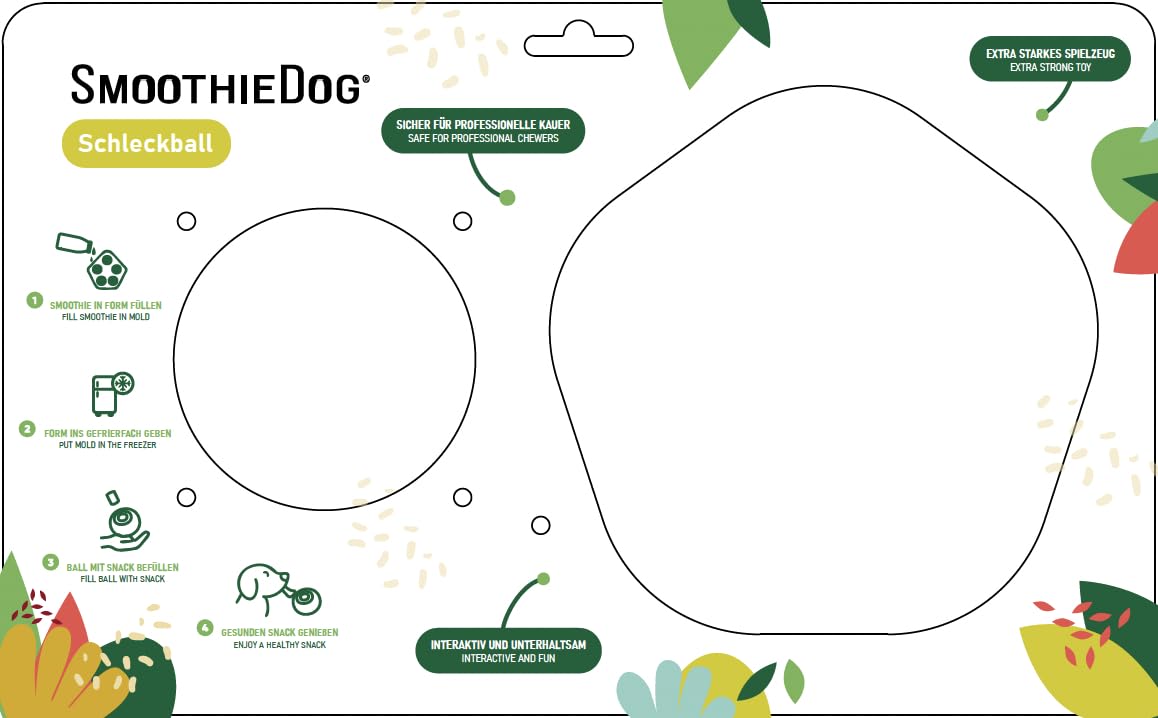 SmoothieDog Schleckball Hundesmoothie 3er Sensitivo - Schleckball für Hunde, Snackball, zur Beschäftigung, bpa frei, robust, befüllbar, zum einfrieren, spülmaschinenfest
