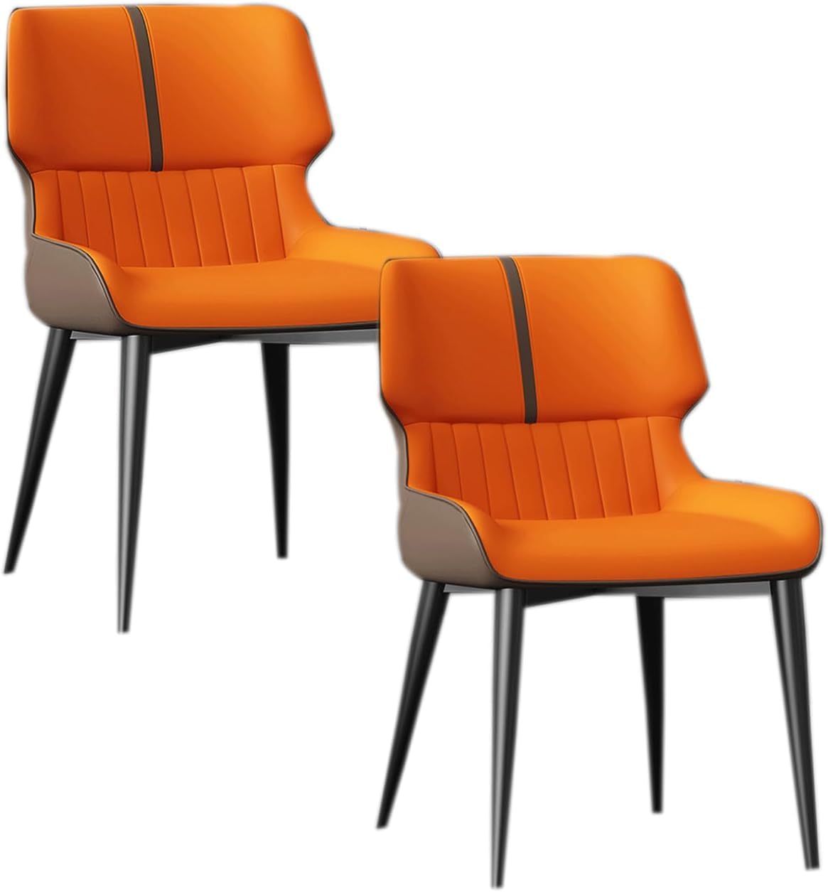 Moderno comedor sillas conjunto de 2 sillas de cocina con patas de metal tapizado Cuero auténtico comedor silla para comedor sala sala de espera cocina(A naranja café)