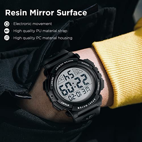 Uhren Herren,5ATM Wasserdicht Armbanduhr mit LED Nachtlicht und Multifunktion,Herren Uhr Stossfestes ABS+PU Gehäuse,Multifunktionsuhr für Herren zum täglichen Gebrauch – Bild 6