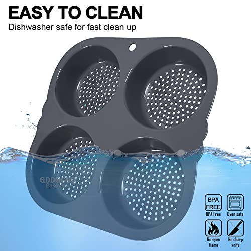 Gddgcuo Hamburger Bun Pan, 4 Inch Silicone Hamburger Bun Mold, 4 Cup Big Baking Pan For Homemade Hamburger Buns, Dishwasher Safe ＆ Bpa-Free #TOP5