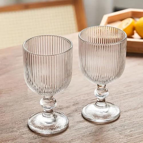 Image of Forestamart Clear Vintage Wine Glass (350ml),Embossed Retro Glass Cups for Cocktail and More,Premium Crystal Stemware Set,Barware Set for Restaurant,Home,Christmas Gifts (4)