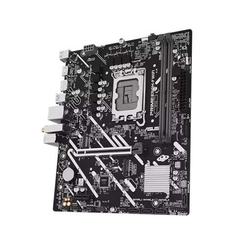 Image of ASUS Prime B760M-F WiFi, an Intel B760 LGA 1700 Micro-ATX Motherboard with PCIe 5.0, Two PCIe 4.0 M.2 Slots, DDR5, WiFi 6, DisplayPort, HDMI, SATA 6 Gbps, Front USB 5Gbps Ports, Aura Sync