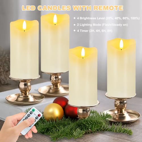 Image of White Flameless Candles Set of 2, 6 inchx3 inch LED Candles with Remote & Timer