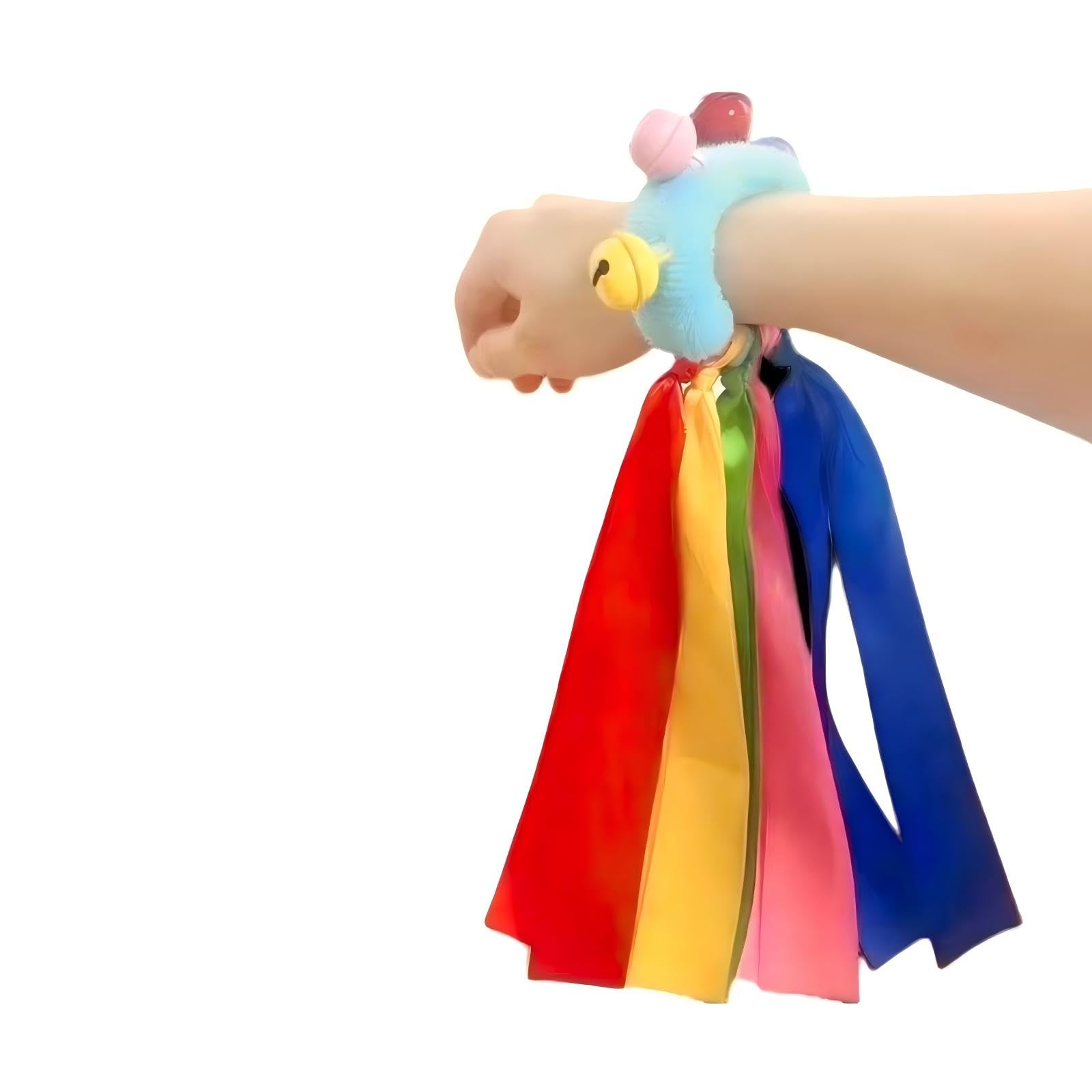 QFUPKTSU Dance Ribbon Bells Set, 25 cm Length, 4 Colours, Musical Wrist Bands with Jingle Bells (Blue)