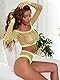 Bommi Fairy Damen Sexy Set Mesh Dessous Set Fischnetz Babydoll Mini Kleid Free Size Bodysuit Nachtwäsche Unterwäsche Sexy Perspektiv Erotische Dessous Lingerie Erotik Reizwäsche (Gelb)