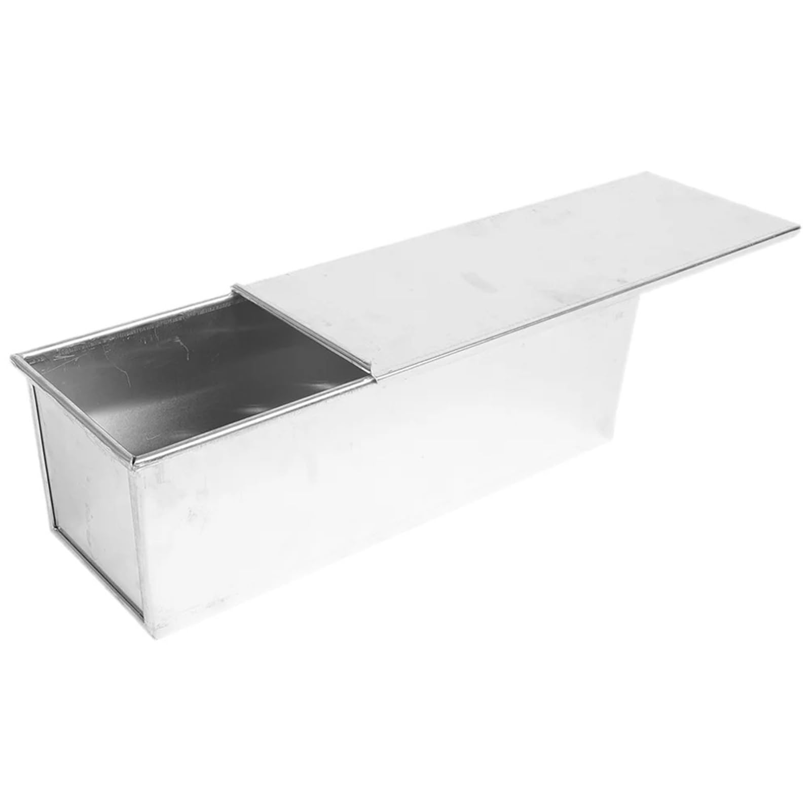 Contenitore per pane tostato in acciaio inox, per pane e pagnotta, coperchio in lega di alluminio, contenitori riutilizzabili (34 x 13,5 x 12 cm)