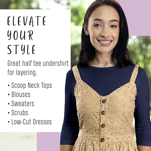 Image of Kosher Casual Women's Modest High Neck Cropped Layering Shell - Cotton Spandex 3-4 Sleeve Base Pullover Top