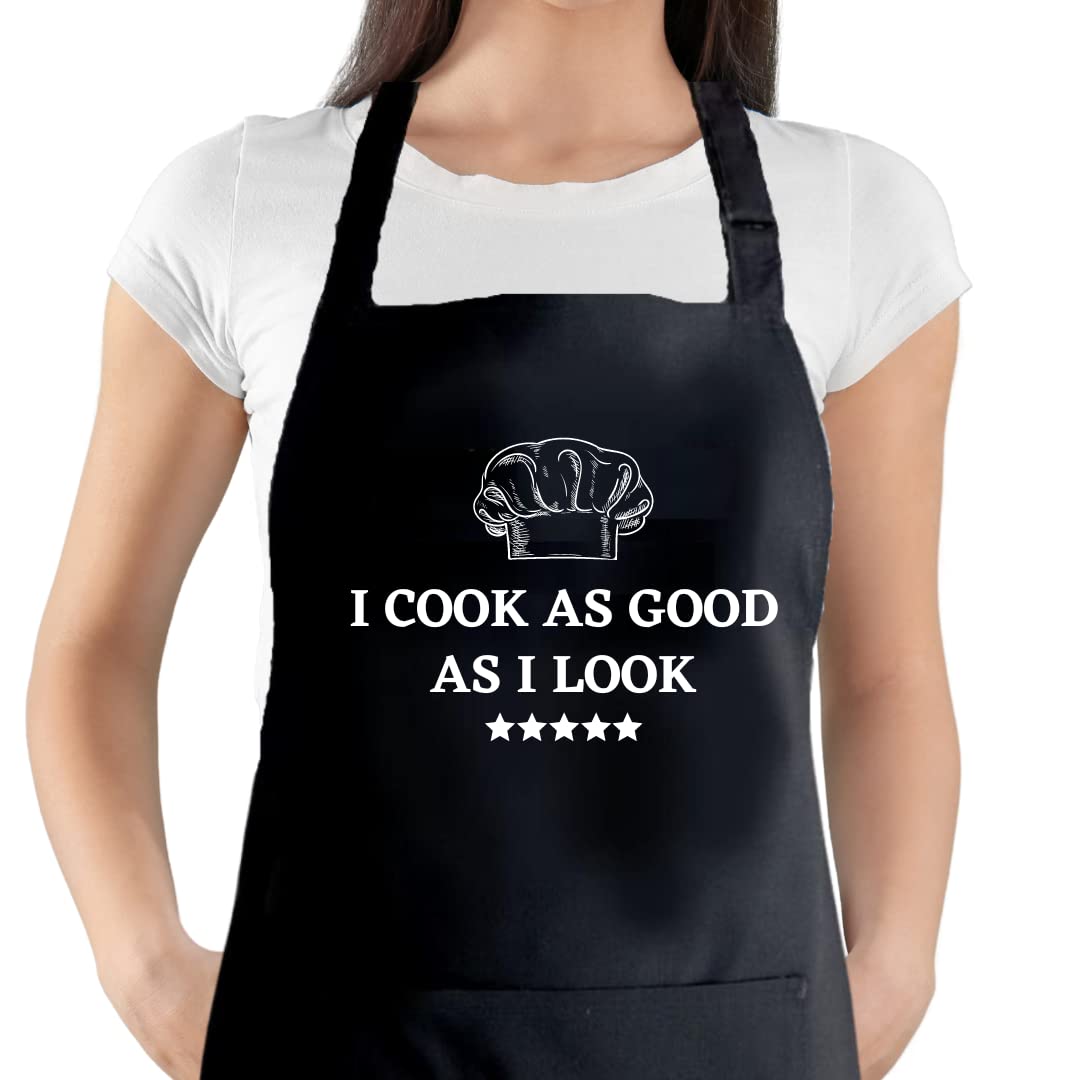 Second Ave Gift Company Unisex Black Second Ave Funny I Cook As Good As I Look Apron Bbq Grill Cooking Kitchen Apron