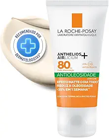 La Roche-Posay Anthelios Airlicium, Protetor Solar Facial Antioleosidade FPS80 com Controle de Oleosidade, Efeito Matte, Cobertura Uniforme e Toque Seco Sem Cor 40g