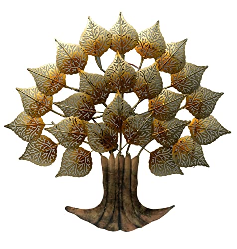 Image of Bharat Art Metal Tree Wall Art with LED Light for Living Room | Handcrafted Iron Tree Wall Hanging Home Decoration for Bedroom, Hall, Office & Entrance | Larch Tree | 24 * 2 * 24 inch | WD080