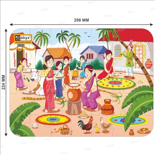 Image of ABYZ Wooden Jigsaw PONGAL Puzzles 35pcs for Kids of Age 4-6 Years