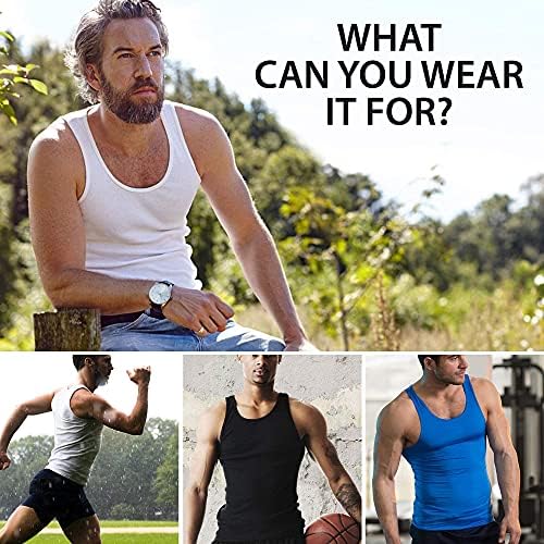 | Men's 100% Cotton Multipack Classic Rib Tank Top A-Shirts (Large, White_3 Pack)3