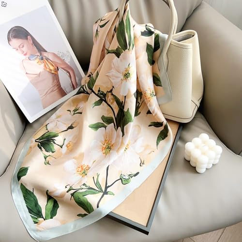 Image of Printed Poly Silken feel Scarf Stole for Women | Stylish, Soft, & Lightweight | Satin Feel Neck Scarf, Hair Scarf, Head Scarf for Women