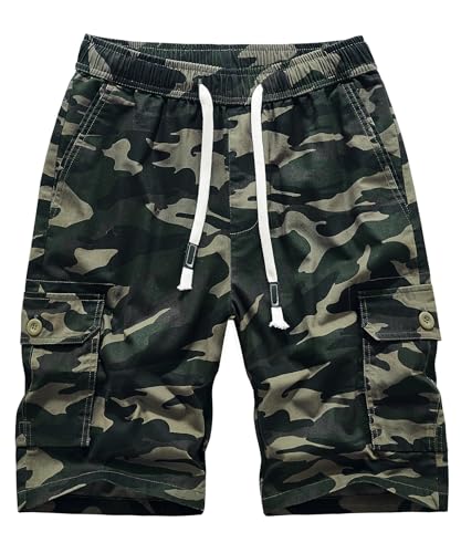 Short cargo homme en coton avec poches et taille élastique chino casual