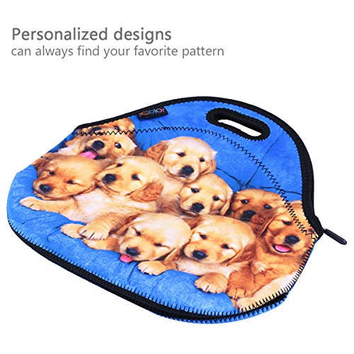 Icolor Lovely Small Dogs Neoprene Insulated Waterproof Cooler Box Container Soft Case Baby Lunchbox Handbag Work Travel Outdoor Thermal Lunch Tote Bag School/Office Storage Pouch Food Carrying Ylb-56 #TOP3