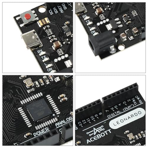 Image of Leonardo R3 Board Atmega32u4 for Arduino, Leonardo Microcontroller Development Board with Type-C USB Cable, DIY Starter Kit, Input Voltage 7-12V, 16MHZ, 20 Digital 1 /0 pins Support PWM, SRAM 2.5KB