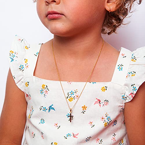 925 Sterling Silver Unisex 16" Small Thick Plain Cross Pendant Necklace for Children - Religious Protection Jewelry Cross Pendants for Girls and Boys - Catholic Holy Charm Necklaces for Kids3