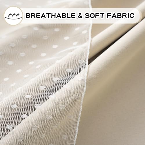Image of MYSKY HOME Beige Blackout Curtains with Sheer Overlay 52Wx63L,2 Panels
