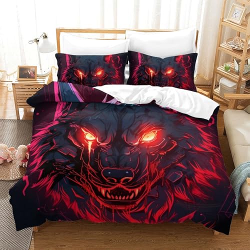 Housse de couette loup 200x200cm, idée cadeau pour lit adolescent