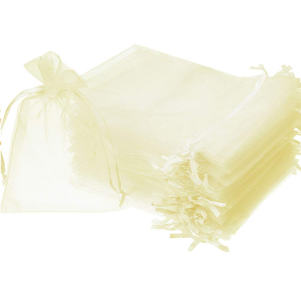 Time To Sparkle Ivory 50 Pack Organza Gift Bags Wedding Party Favour Jewellery Packing Pouches, 13X18cm