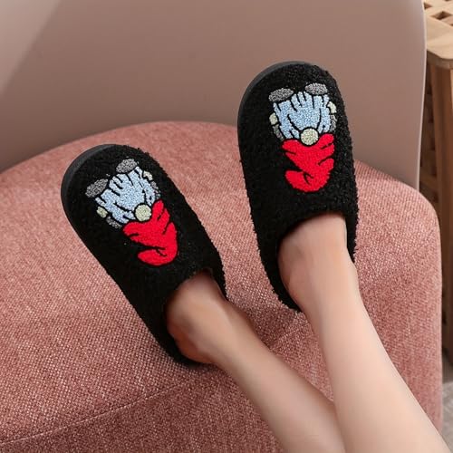 Image of LNERIP Slippers Winter Womens Mens Fluffy Plush Slippers Animals Cute Cartoon House Slippers Cuddly Warm Shoes Indoor Outdoor Girls Women