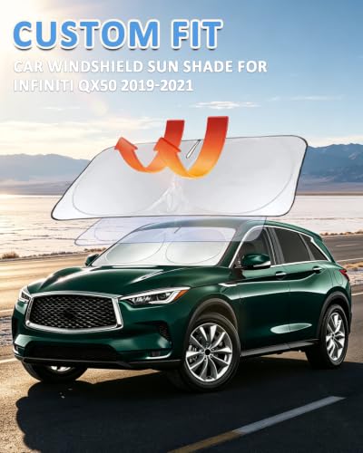 Image of Windshield Sun Shade for Infiniti QX50 2019-2026 QX55 Window Sunshade | Custom FIT QX55 Accessories Sun Visor Protector Foldable Blocks UV Rays