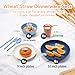 Wheat Straw Dinnerware Sets,64-Piece Black Plates and Bowls Sets for 8-Unbreakable,Reusable Plastic Dish Set-Dinner Plate/Dessert Plate/Cereal Bowl/Cup/Utensils-Microwavable Dishwasher Safe 64P-BLACK